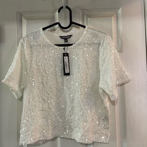 Steve Madden Ivory Sequin Blouse